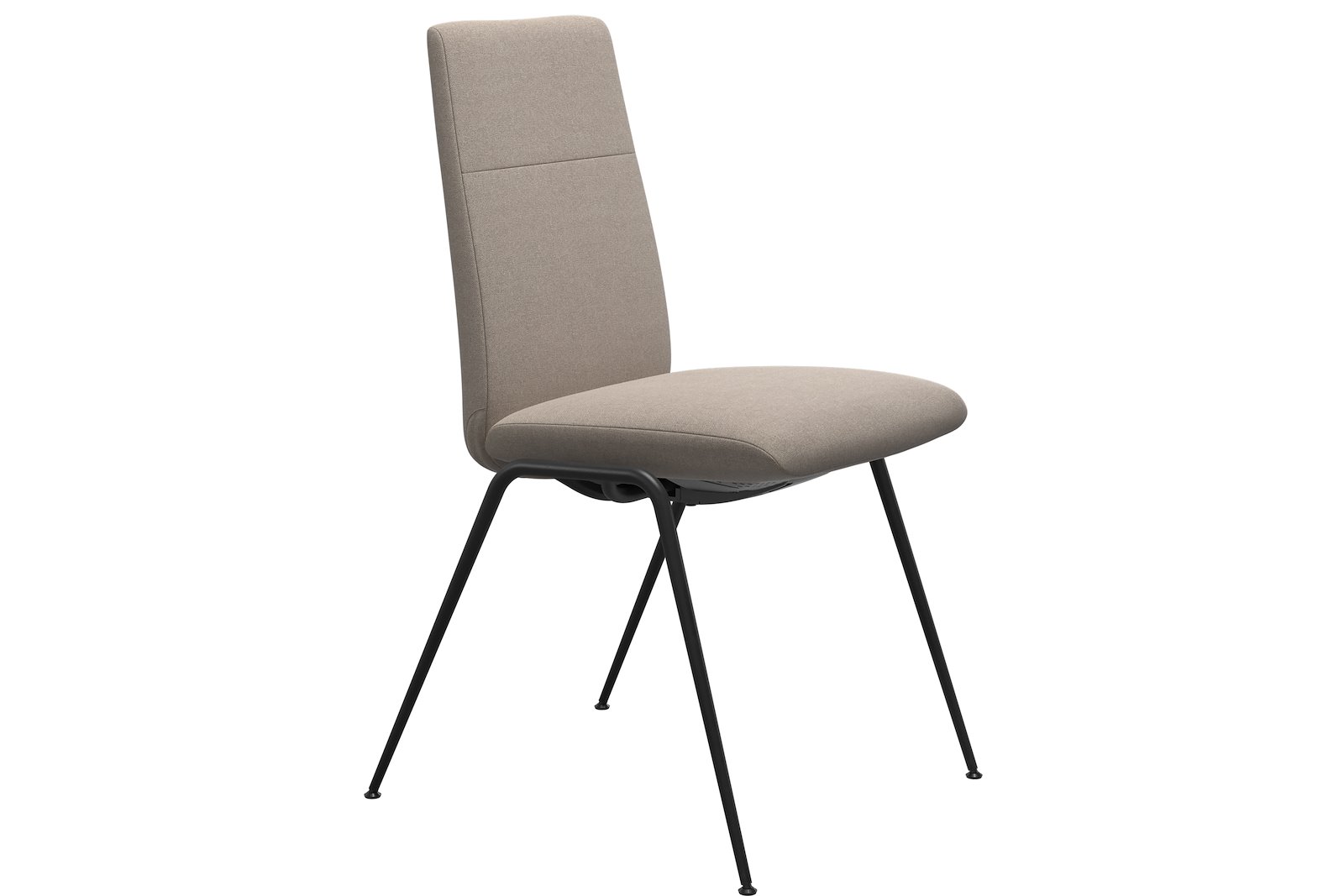 Chilli spisestol I tekstil Tulip Light Beige, medium sete med sort understell.