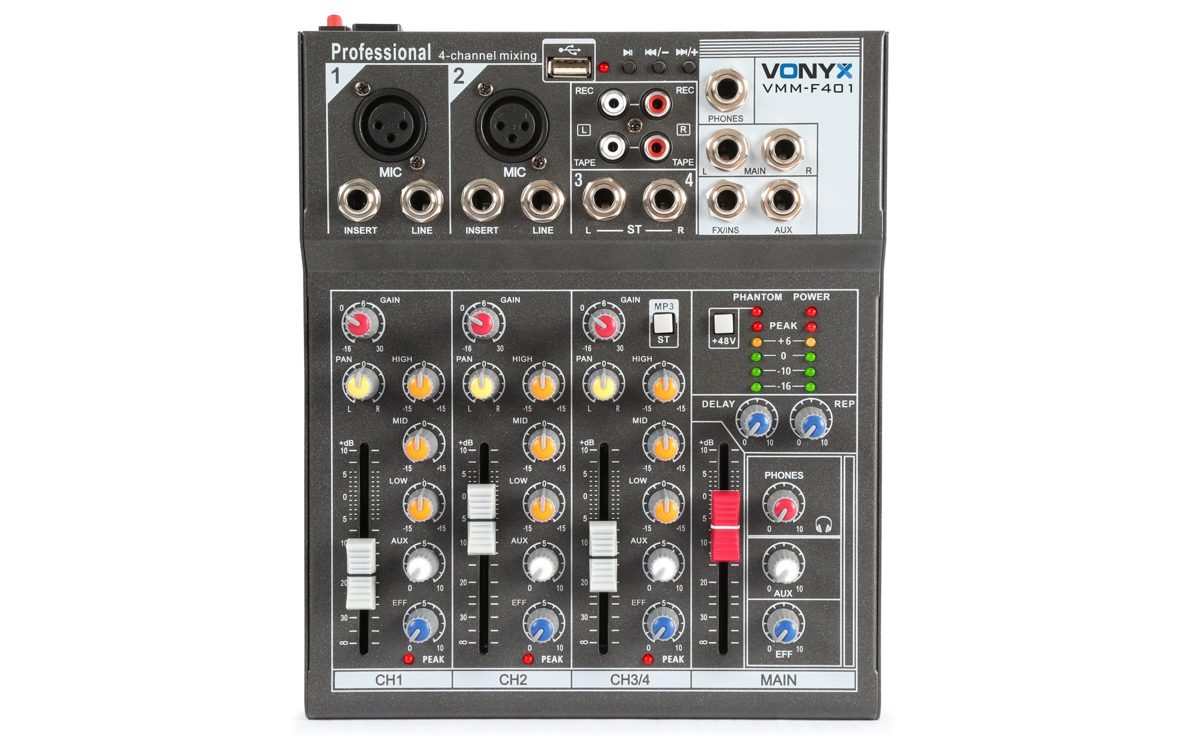 Mischpult VMM-F401<br>Kompakter 4-Kanal Mixer