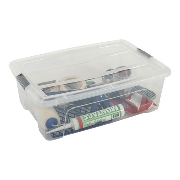 Iris opbergbox Click New Top box 30 liter transparant met grijze clips en deksel