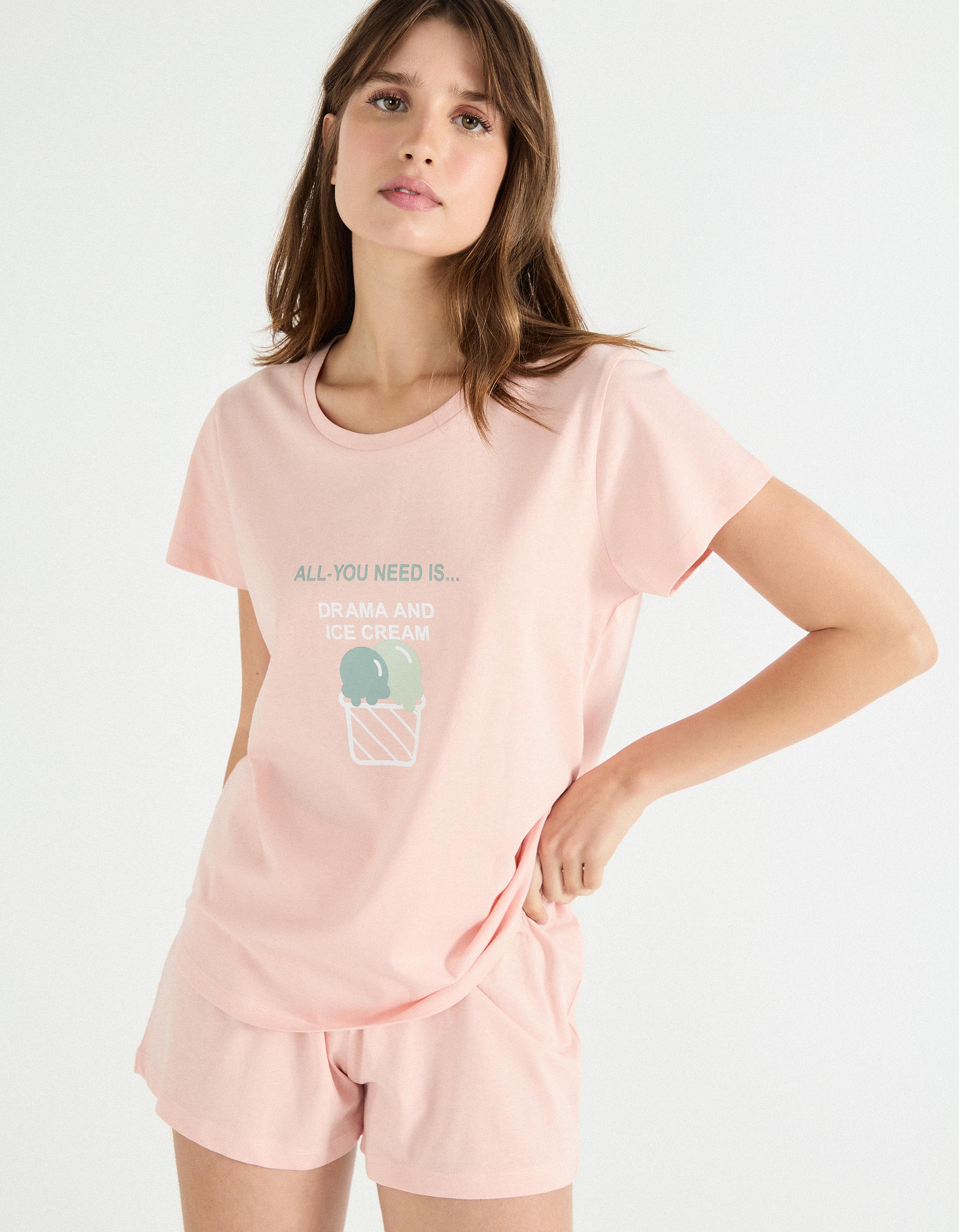 Pijama Jersey, Mulher, Rosa Claro