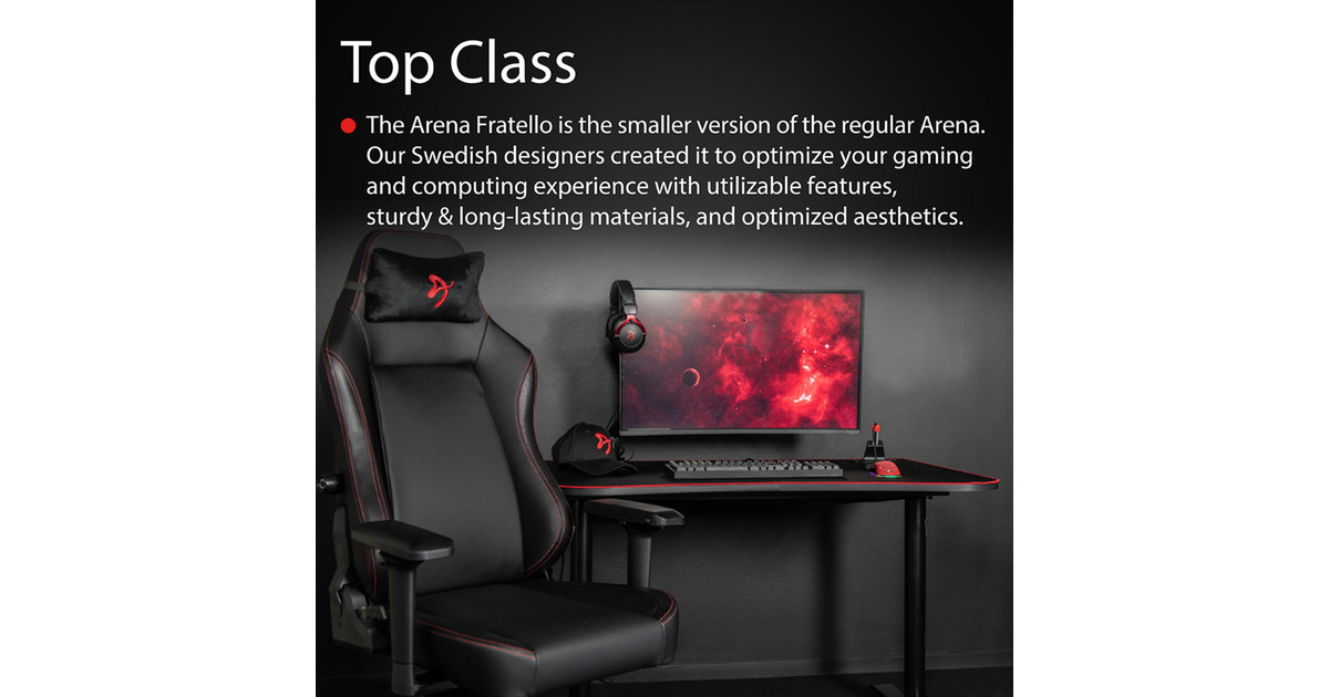 ArozziArena Fratello Gaming Desk - Black  (Zwart/rood)