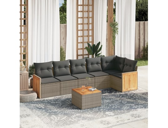VIDAXL - Salon extérieur Salon de jardin avec coussins 7 pcs gris résine tressée