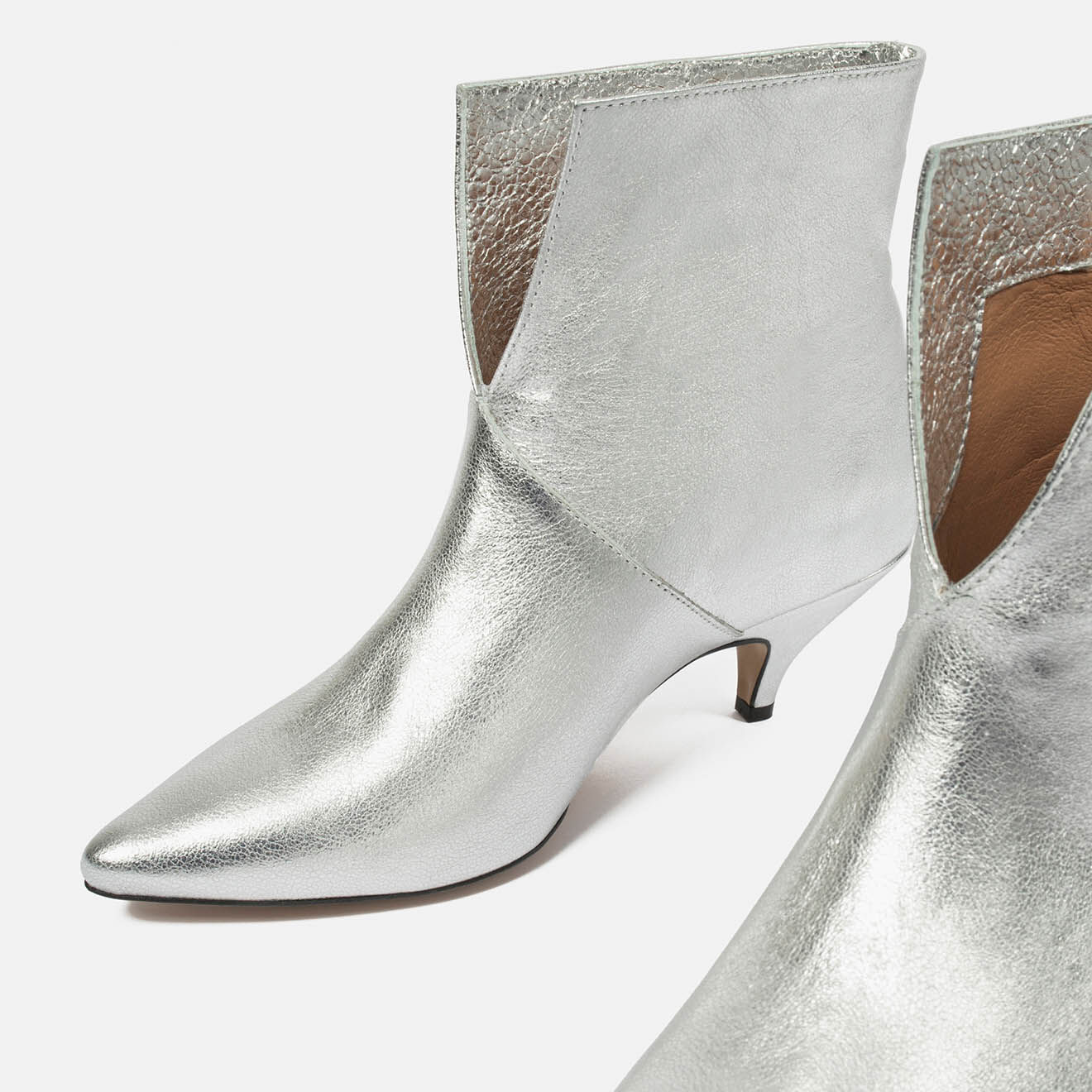 L37 Bottines en Cuir Do It For Myself argentées - Talon 6 cm
