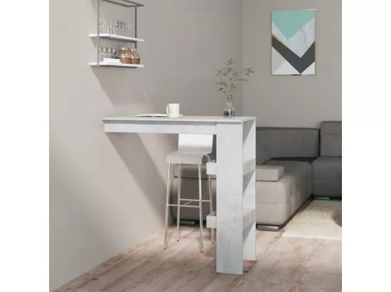 Table de bar murale Gris Béton 102x45x103,5cm Bois d'ingénierie