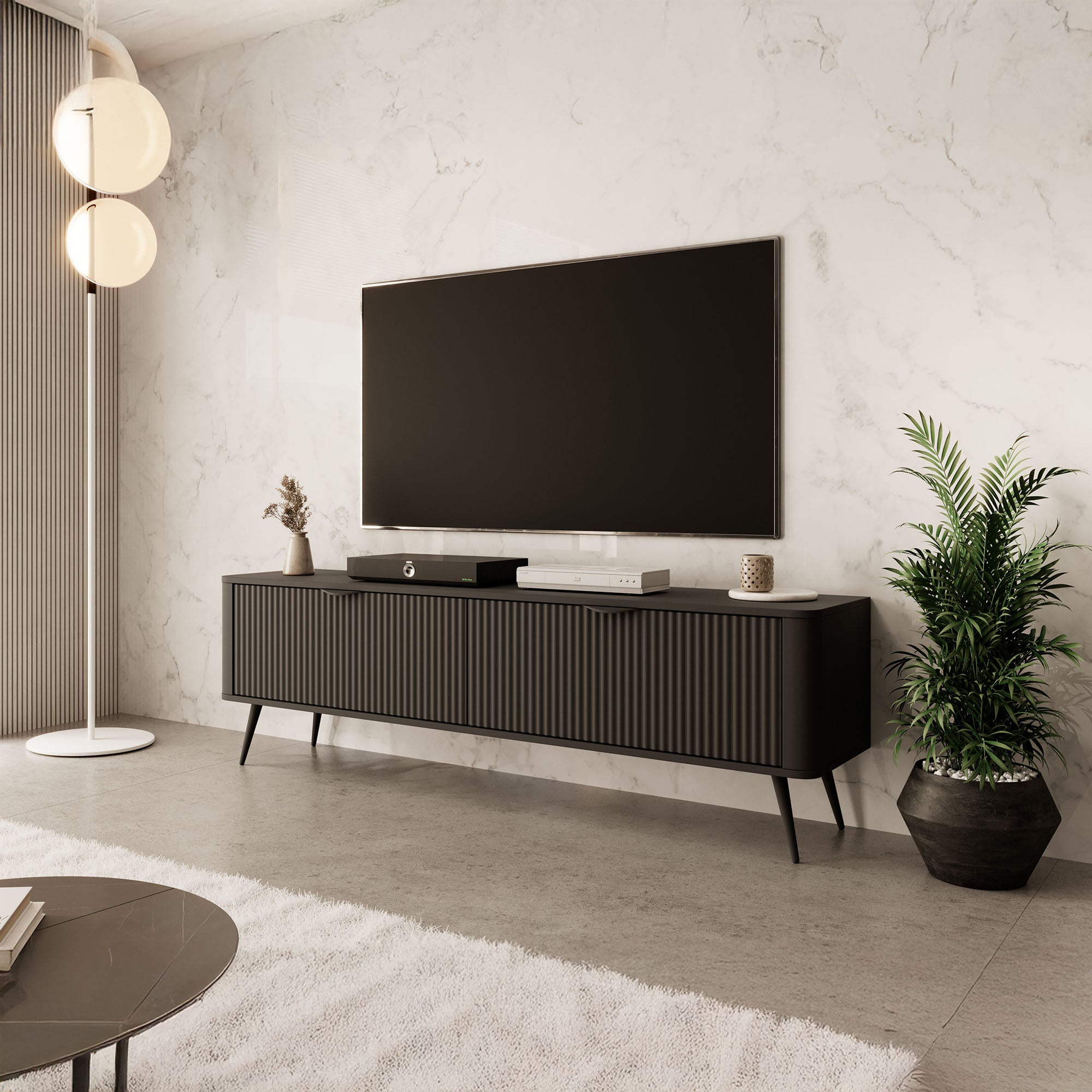 Lima - TV-Meubel - Zwart - 163x38x51 cm