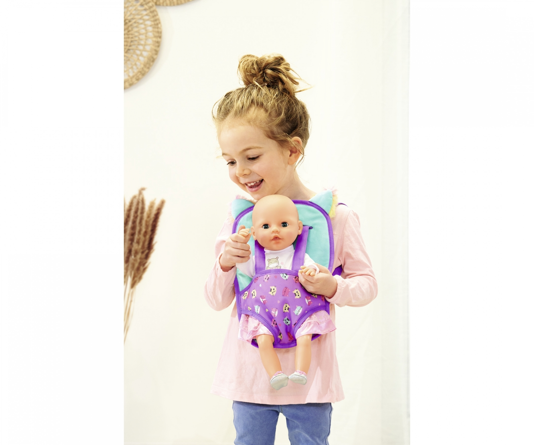 New Born Baby Kinder Puppen Tragesitz Bauchtrage für Spielpuppe (105560502) - Violett / Blau