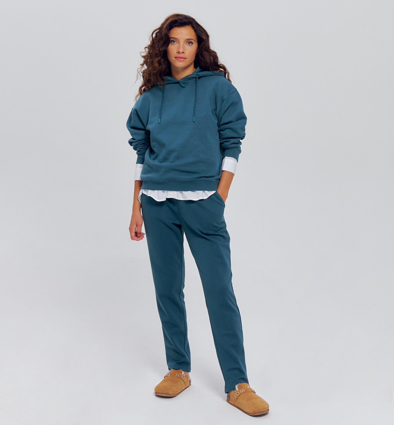 Sweat-shirt à capuche Femme - PETROLE MOYEN