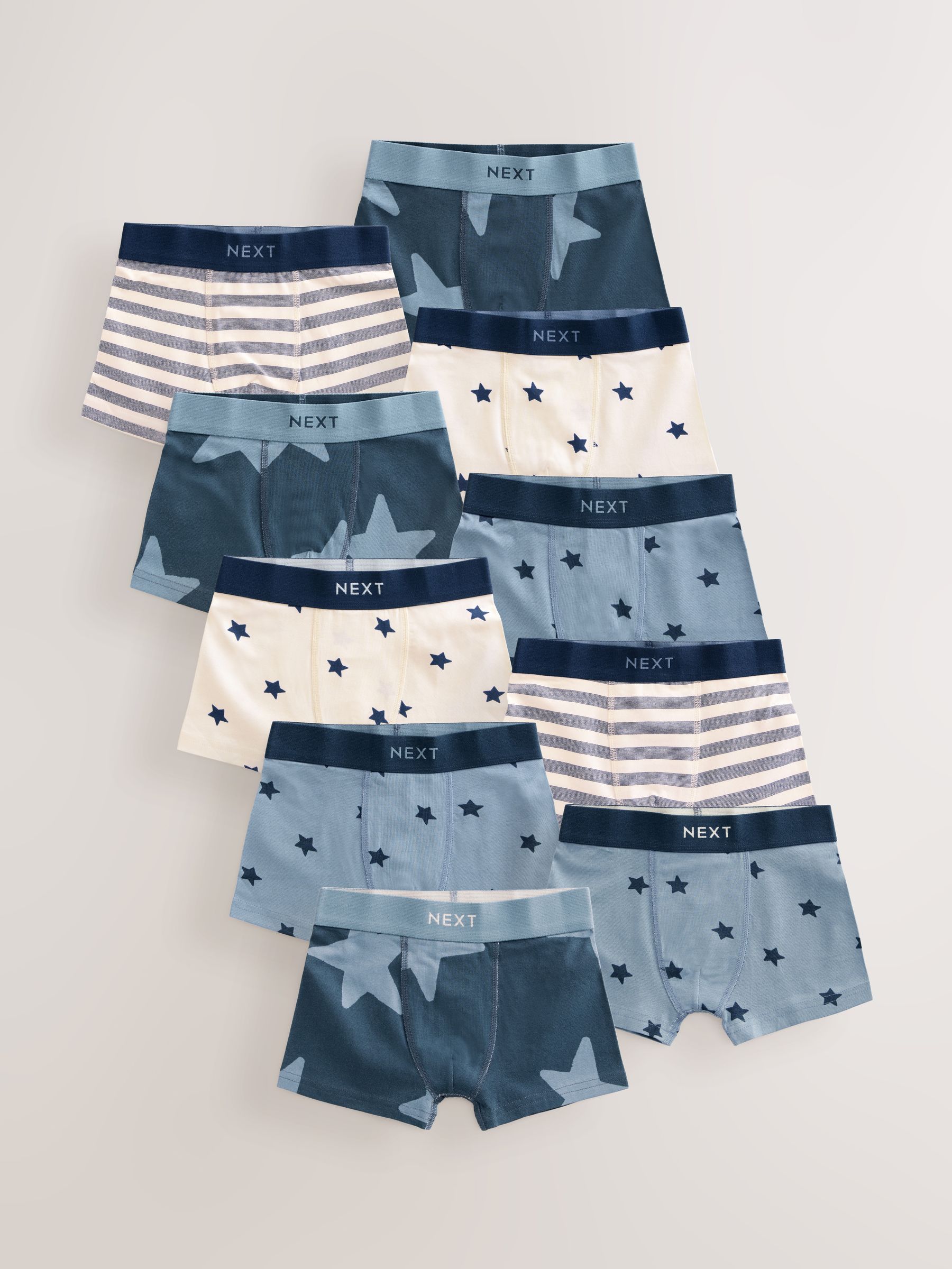 Blauw met sterren en strepen - Verpakking van 10 trunks (1,5-16jr)