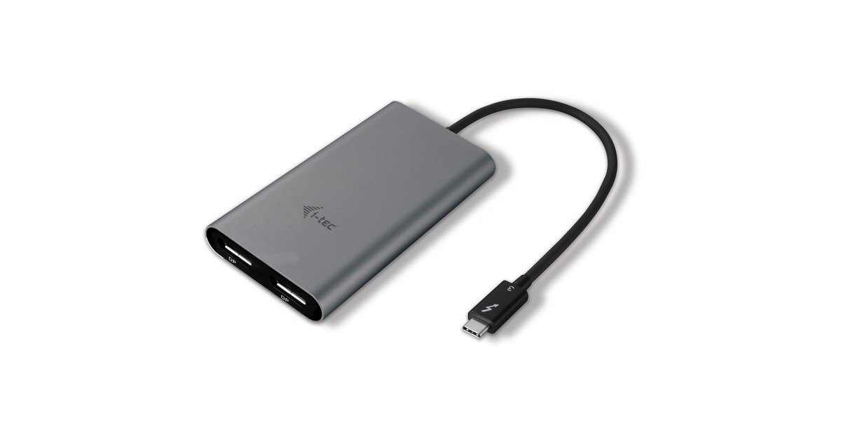 i-tecThunderbolt 3 > Dual DisplayPort adapter  (Zwart, 0,27 meter)