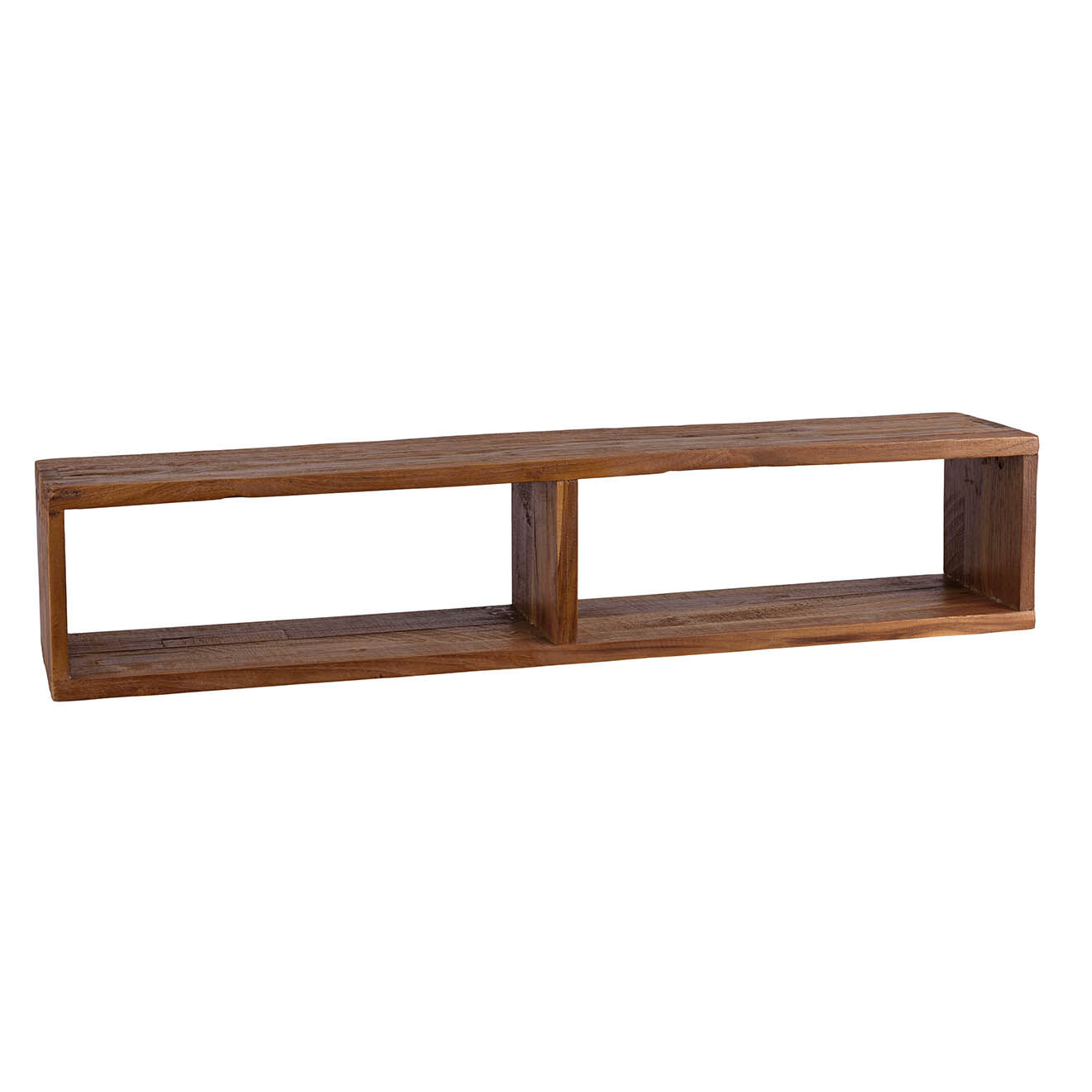 Macabane Étagère murale rectangulaire 2 niches sixtine Alida marron - 75x15x15 cm