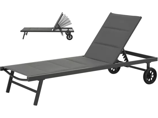 Bain de soleil textilène matelassé et aluminium 