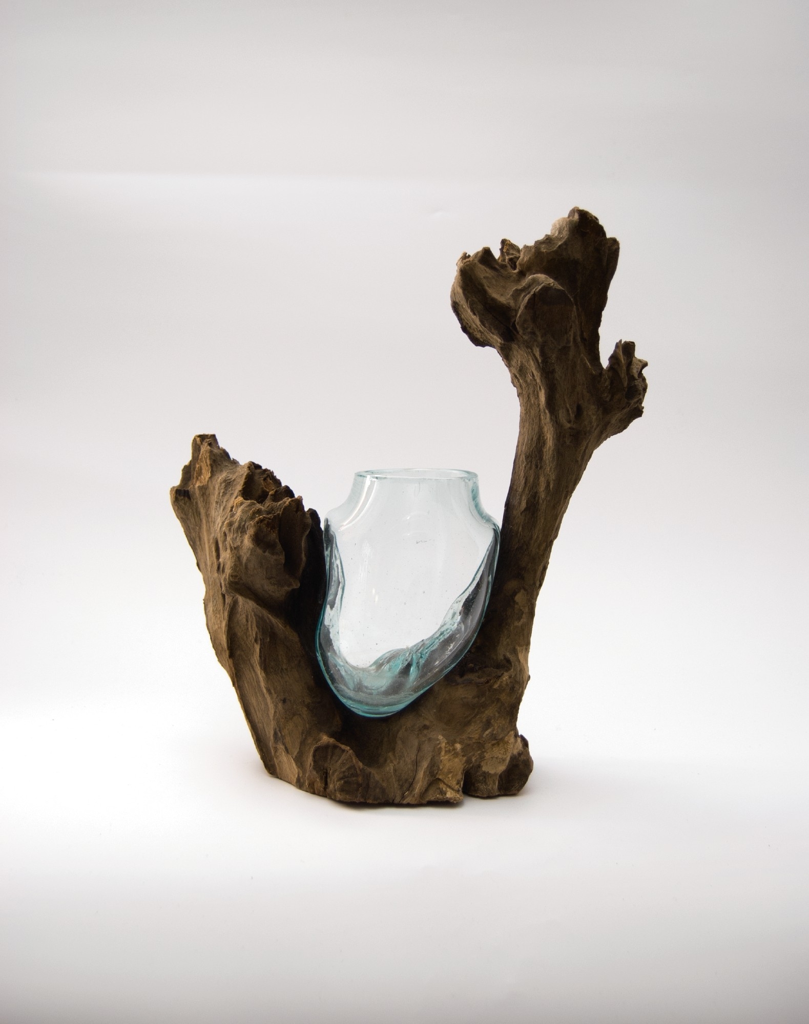 Wurzelholz-Glasvase, B ca. 20 cm, H ca. 26 cm, T ca. 17 cm von fischer's lagerhaus
