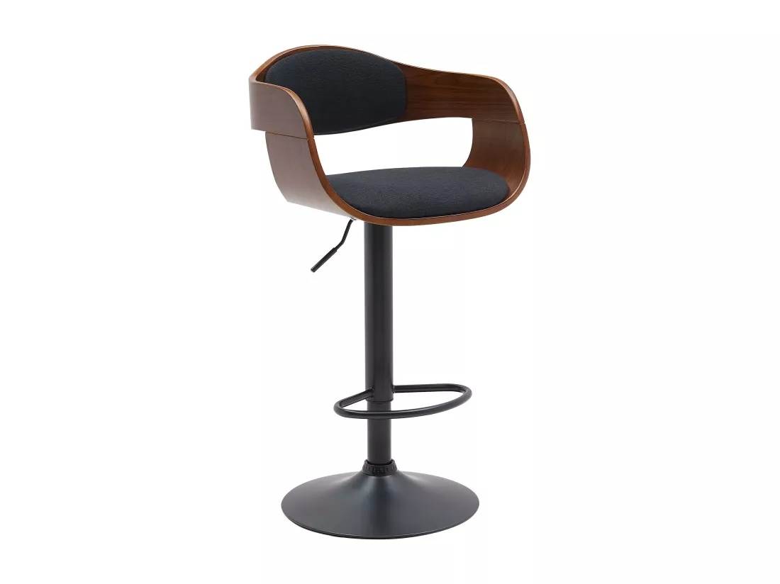 Tabourets de bar - Tissu & Métal noir mat - Noyer / Noir - Kingston