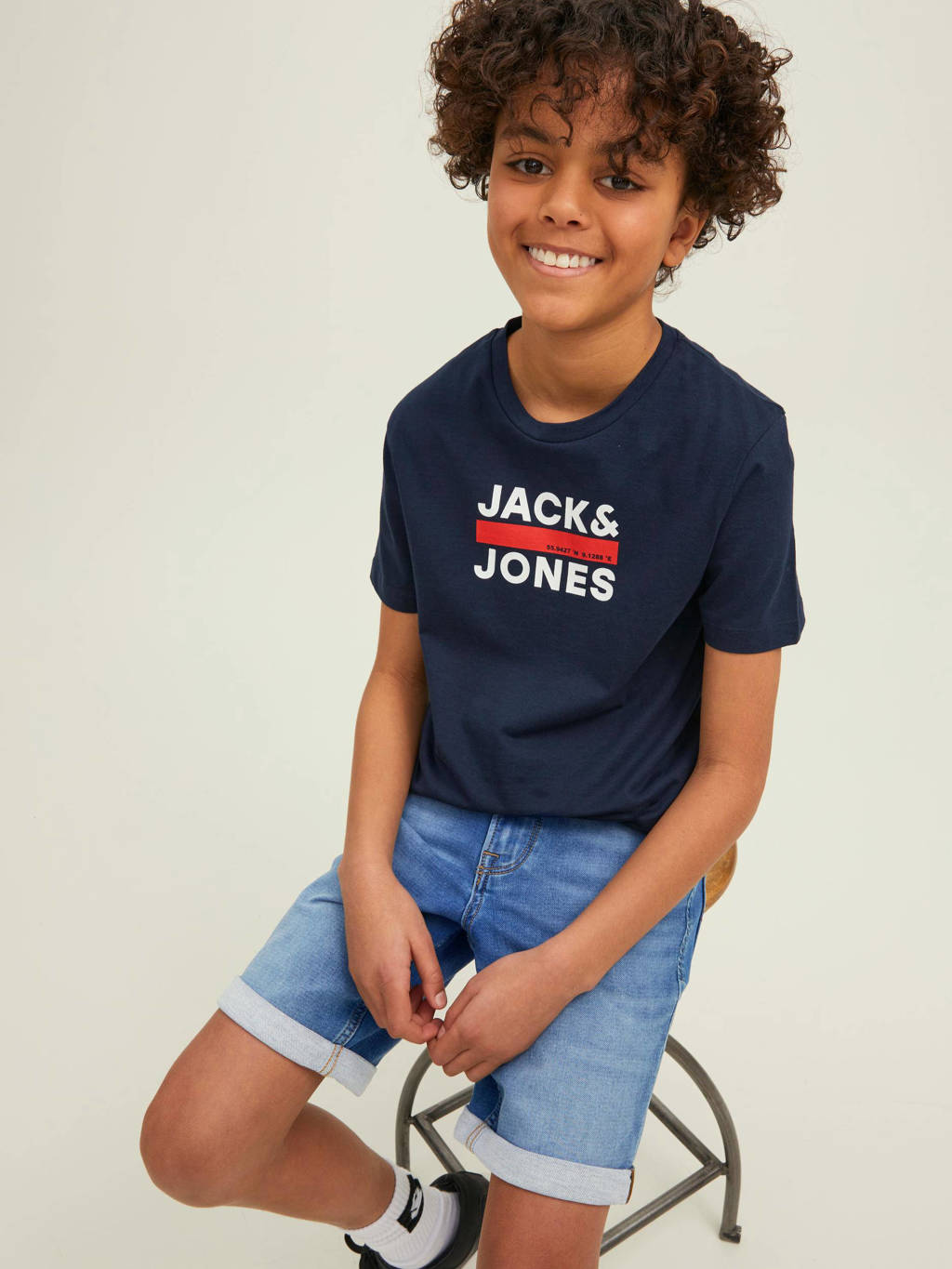 JACK & JONES regular fit jeans bermuda JJIRICK stonewashed