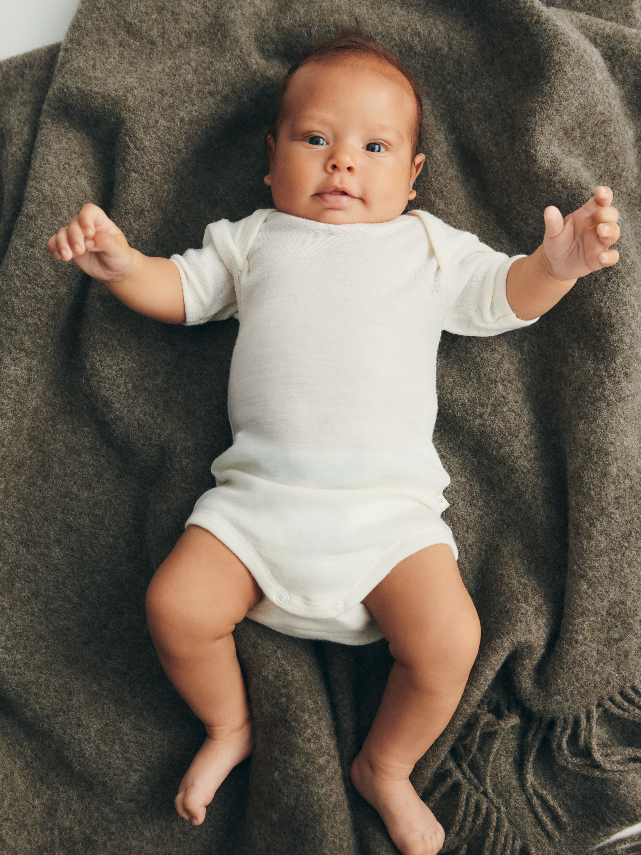 Romper met korte mouw van merinowol voor baby's