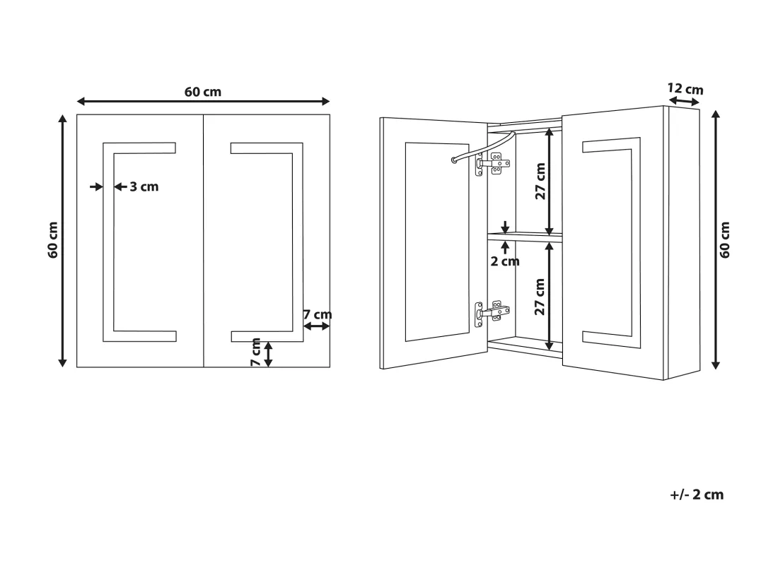 Armoire de toilette murale LED MAZARREDO 60 cm 60 cm Noir
