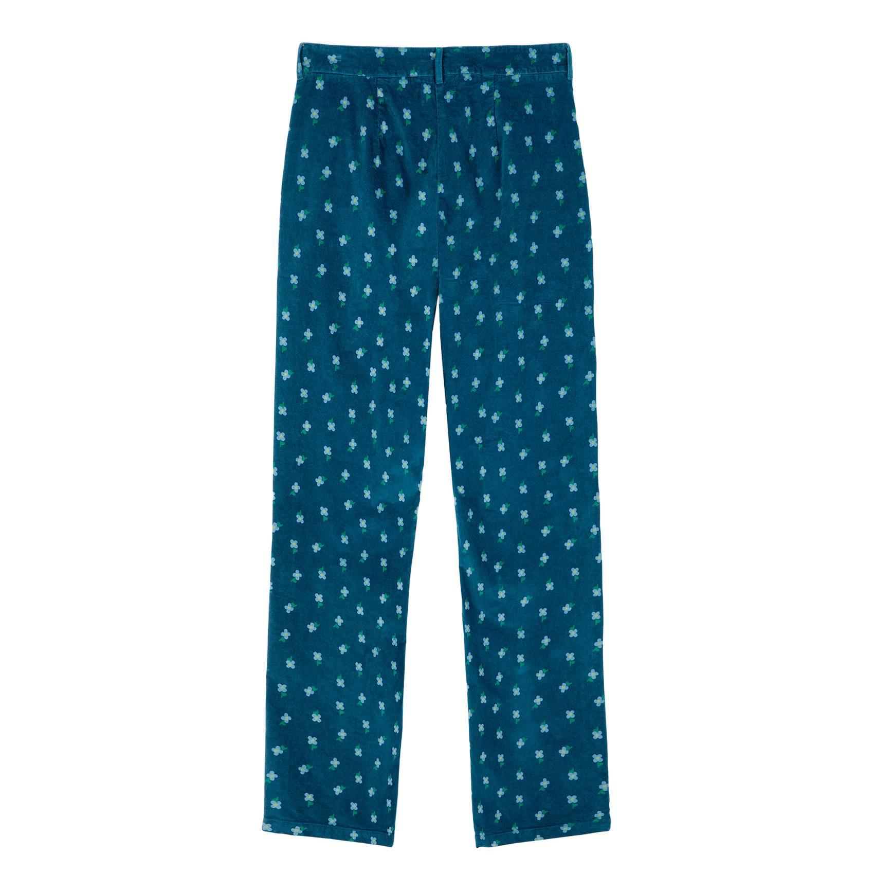 Pantalon droit en coton mélangé imprimé | Bleu