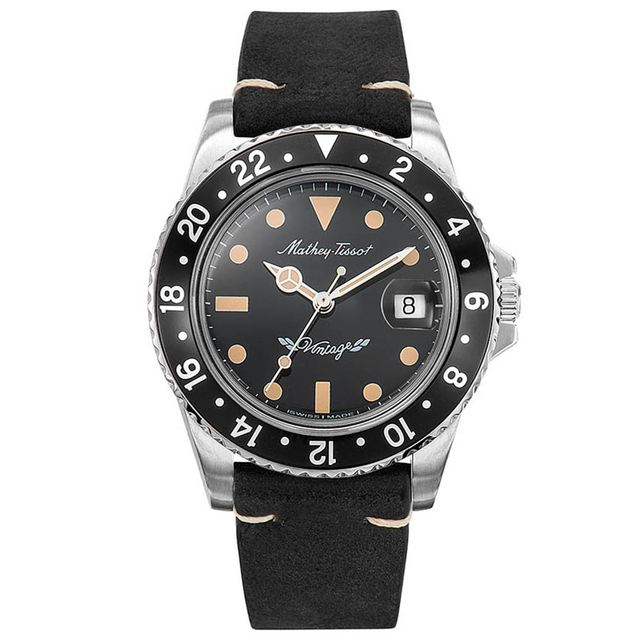 Mathey-Tissot Montre Homme Automatique en Cuir Mathy Vintage noire