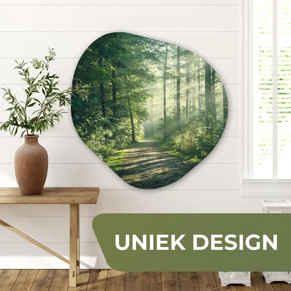 MuchoWow Wand decoratie 90x90cm Bos Pad Zon Bomen Groen