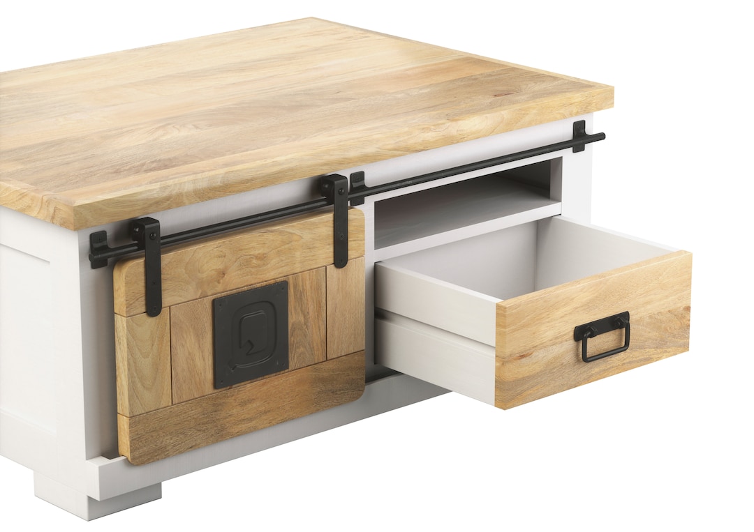 PHILL HILL Couchtisch LEWIS 95 x 65 x 45 cm Mango massiv/weiß/schwarz