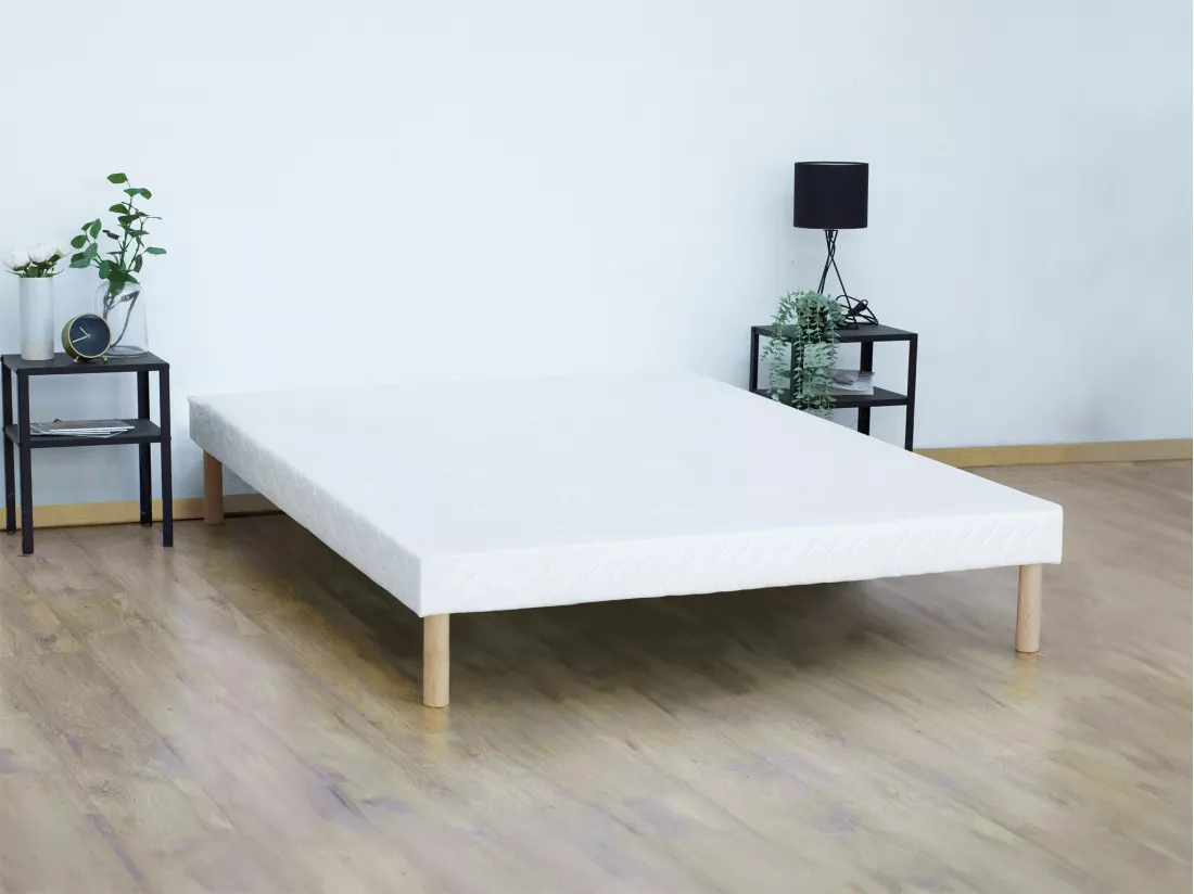 Sommier déco tapissier 140 x 190 cm 9 lattes - Blanc - ASTHENIS II de YSMÉE