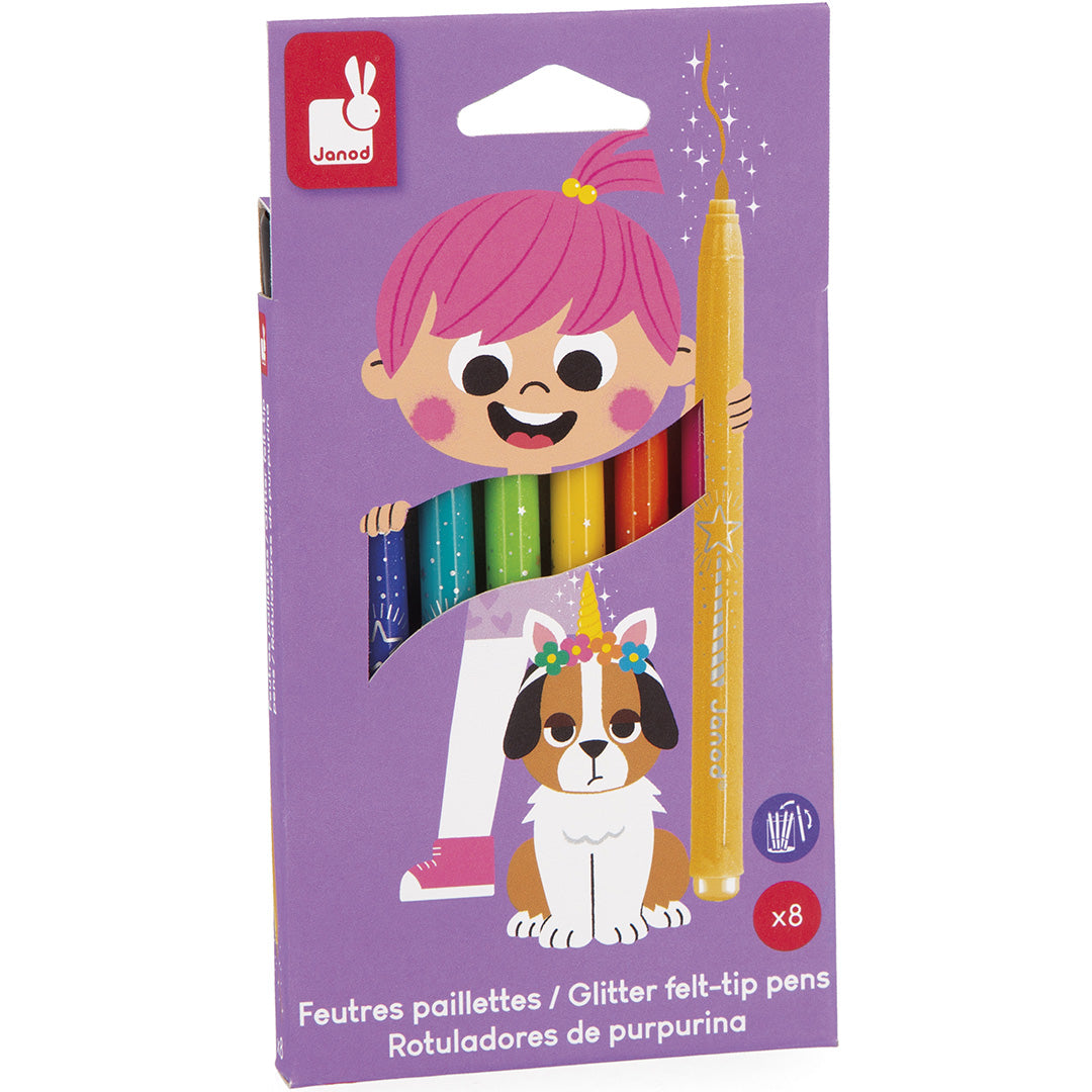 Janod viltstiften glitter - 8st