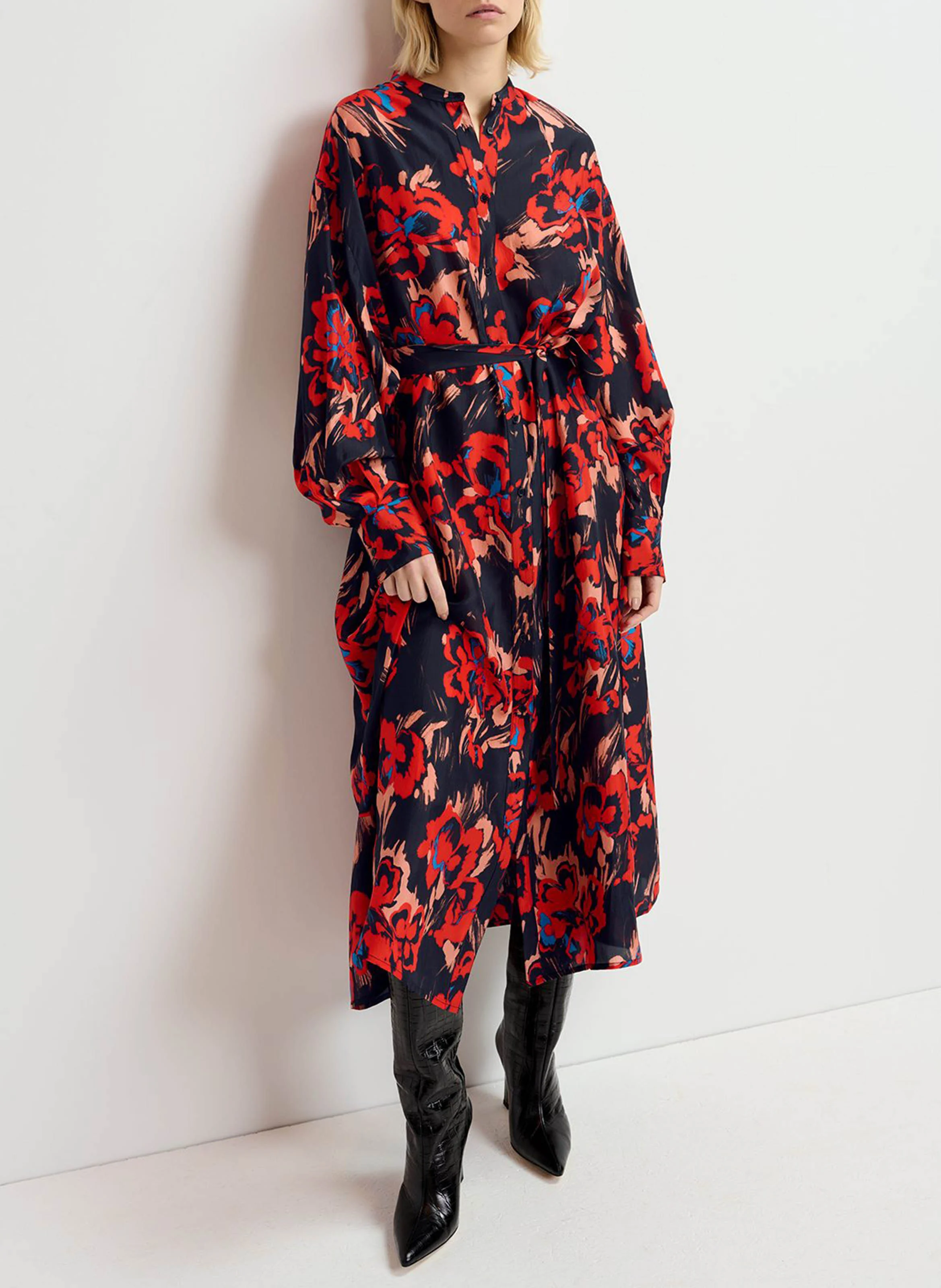GALADRIEL - Robe longue col rond en soie | Multicolore