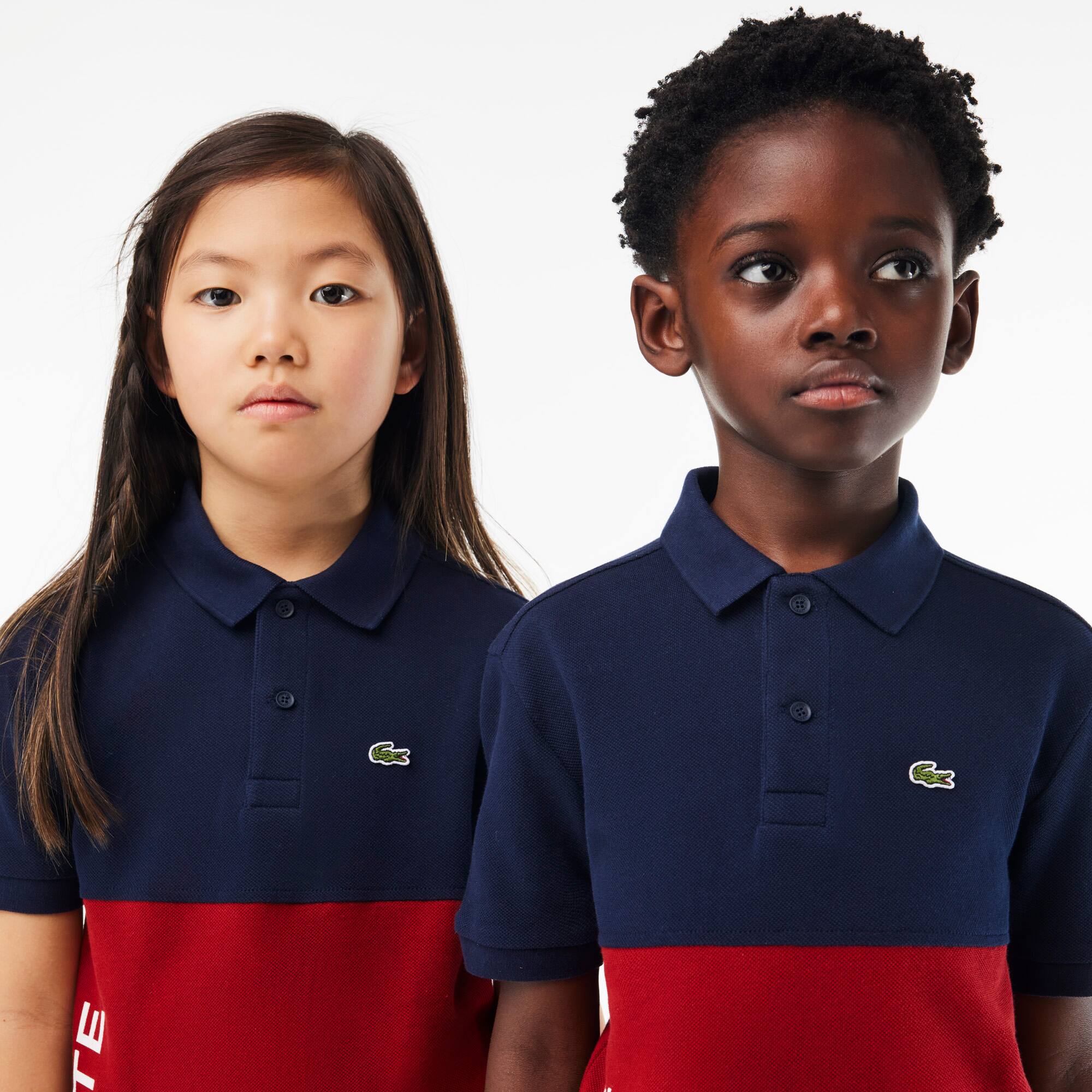Kinder LACOSTE Poloshirt aus Bio-Baumwoll-Piqué mit Colourblock Poloshirts - Blau - Lacoste - Kinder