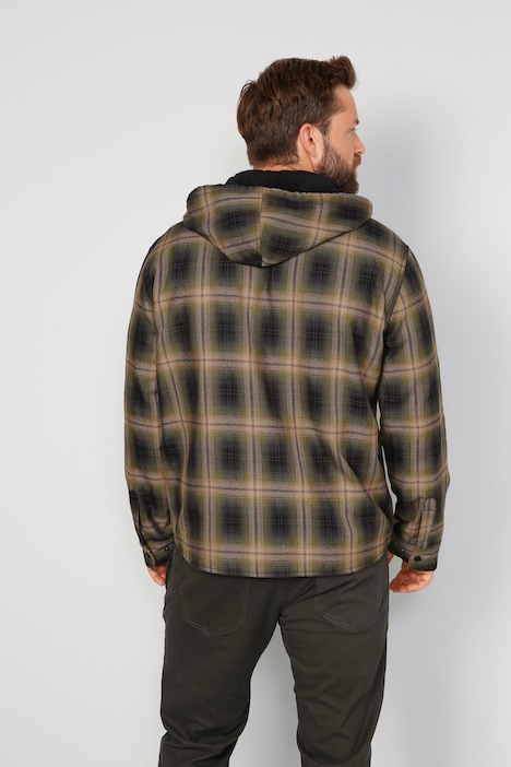 Boston Park Karo-Hemdjacke, Kapuze, Fleecefutter, bis 74