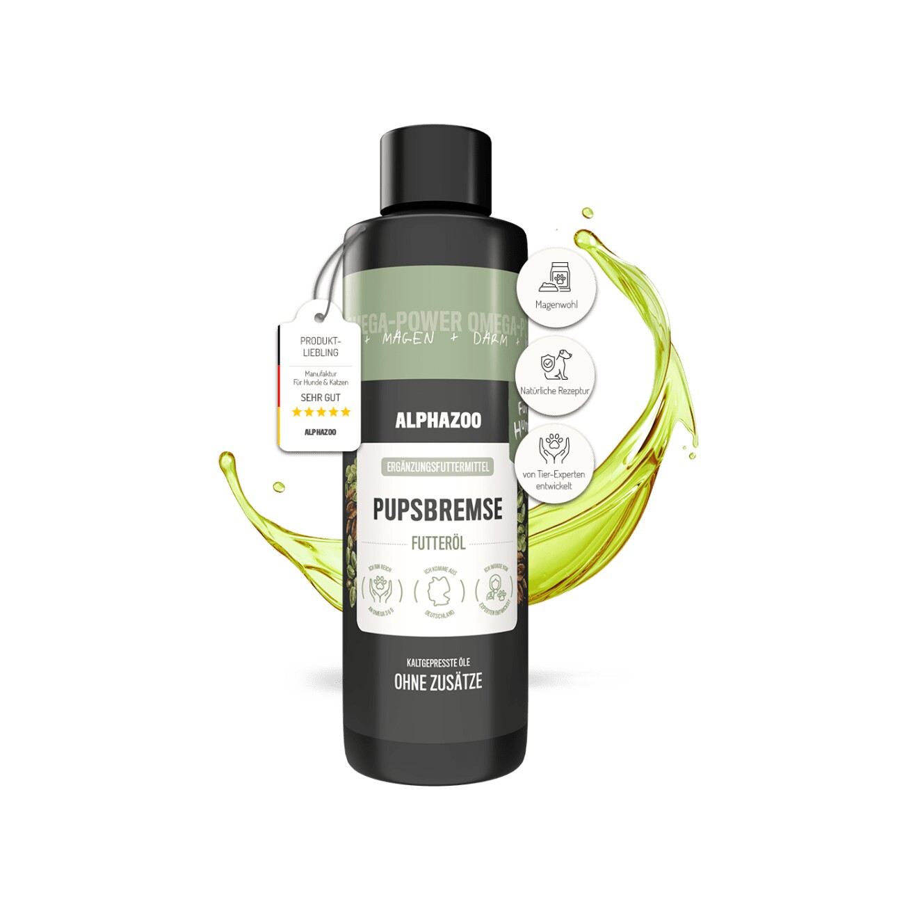 ALPHAZOO Pupsbremse Futteröl für Hunde I Magen Darm & Verdauung 250 ml