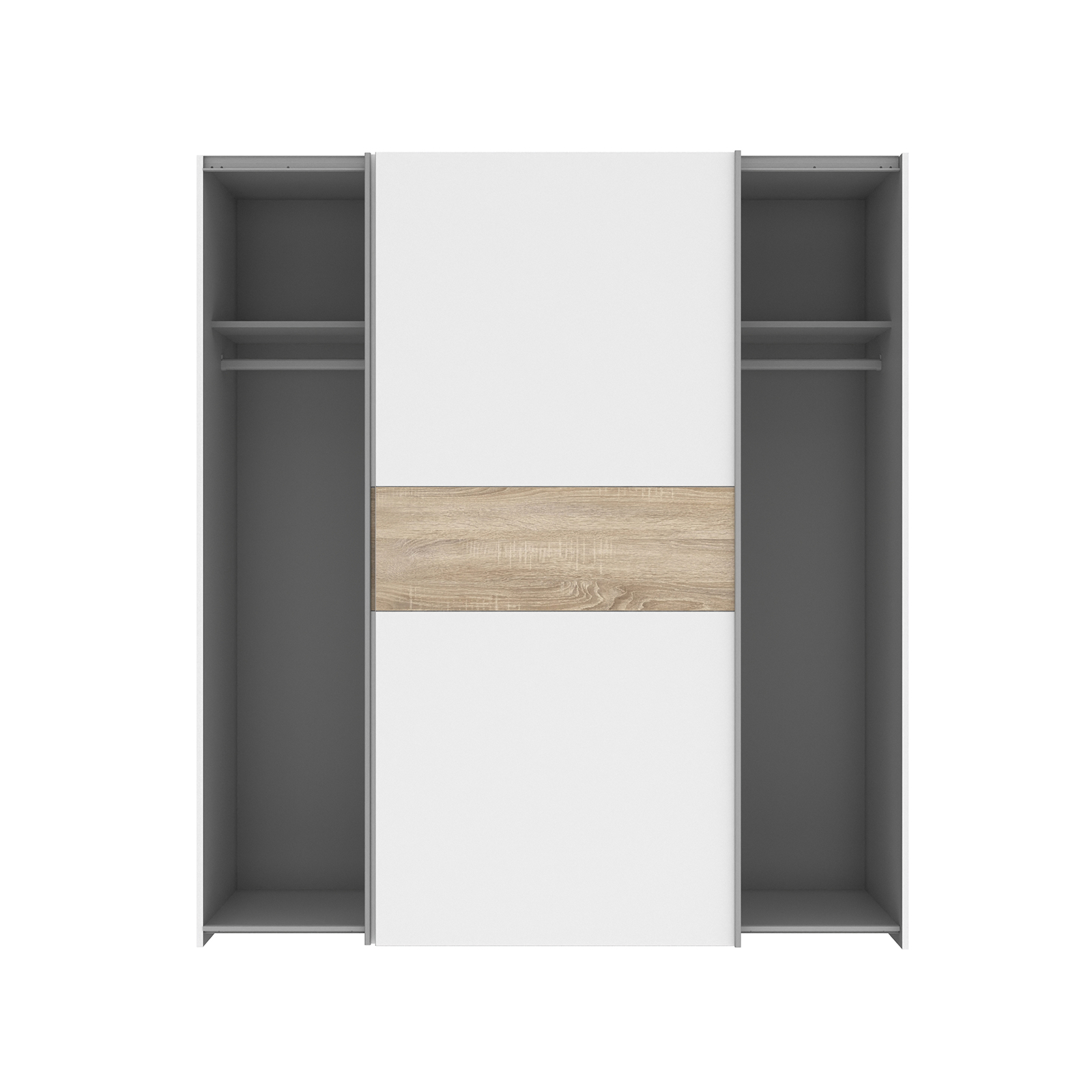 Schwebetürenschrank - weiß - mit Wechselbauchbinde - 170,3 cm