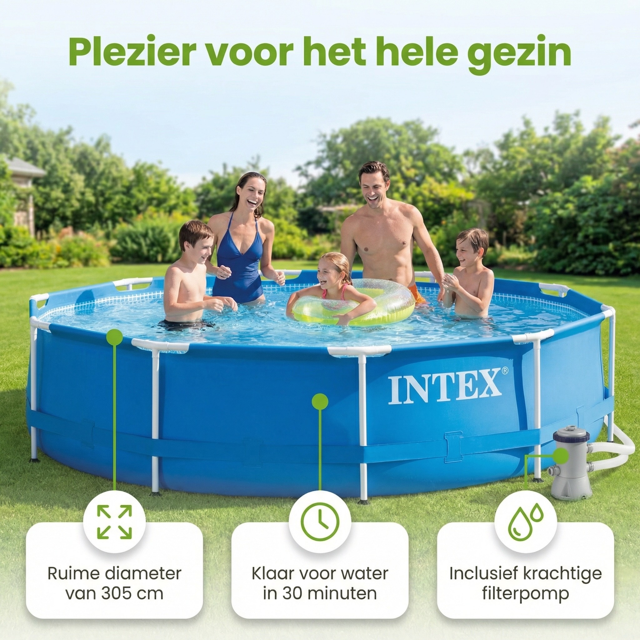 Intex metal frame 305x76cm zwembad – 3-delig