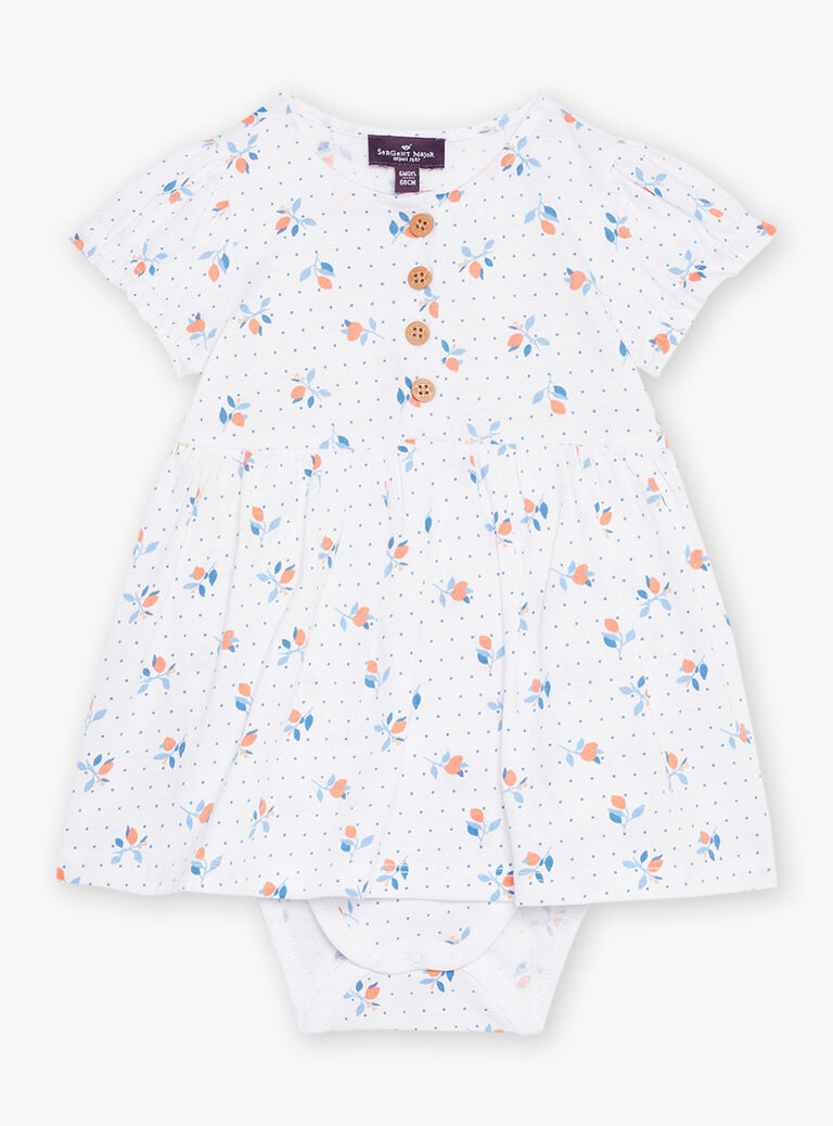 Robe écrue avec body intégré à imprimé fleuri