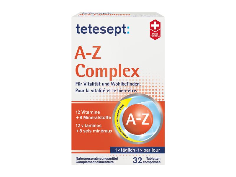 tetesept A-Z Komplex 32 Tabletten Nahrungsergänzungsmittel mit Vitaminen und Mineralstoffen für optimale Versorgung