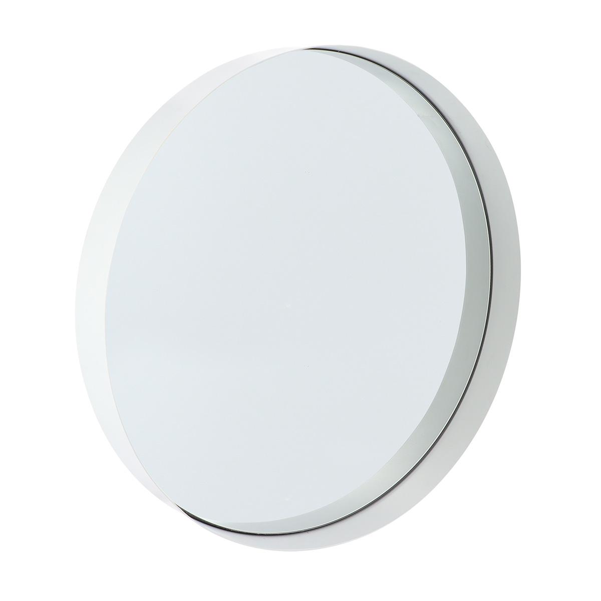 MIROIR ROND METAL AVEC BORDURE D.40CM A FIXER BLANC