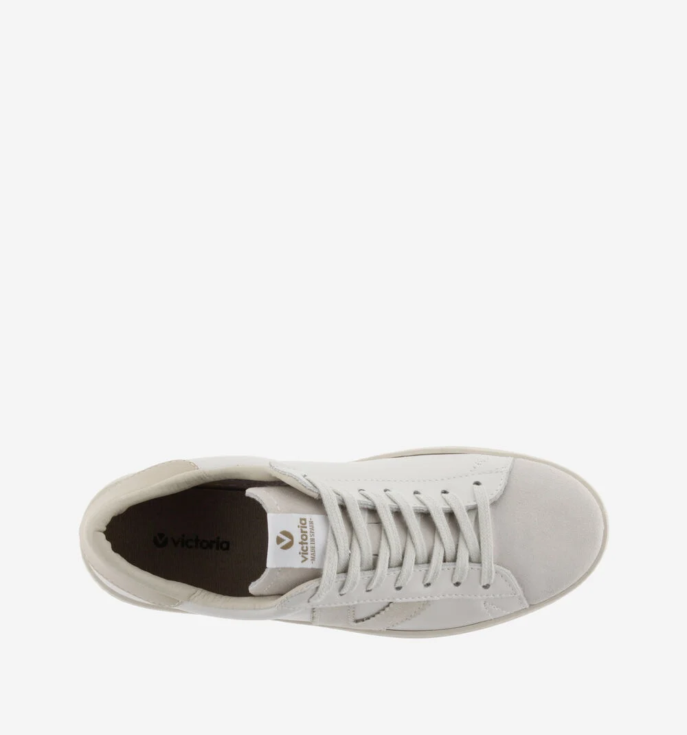 BERLÍN CUIR & CUIR FENDU Baskets blanches unisexes en cuir HIELO