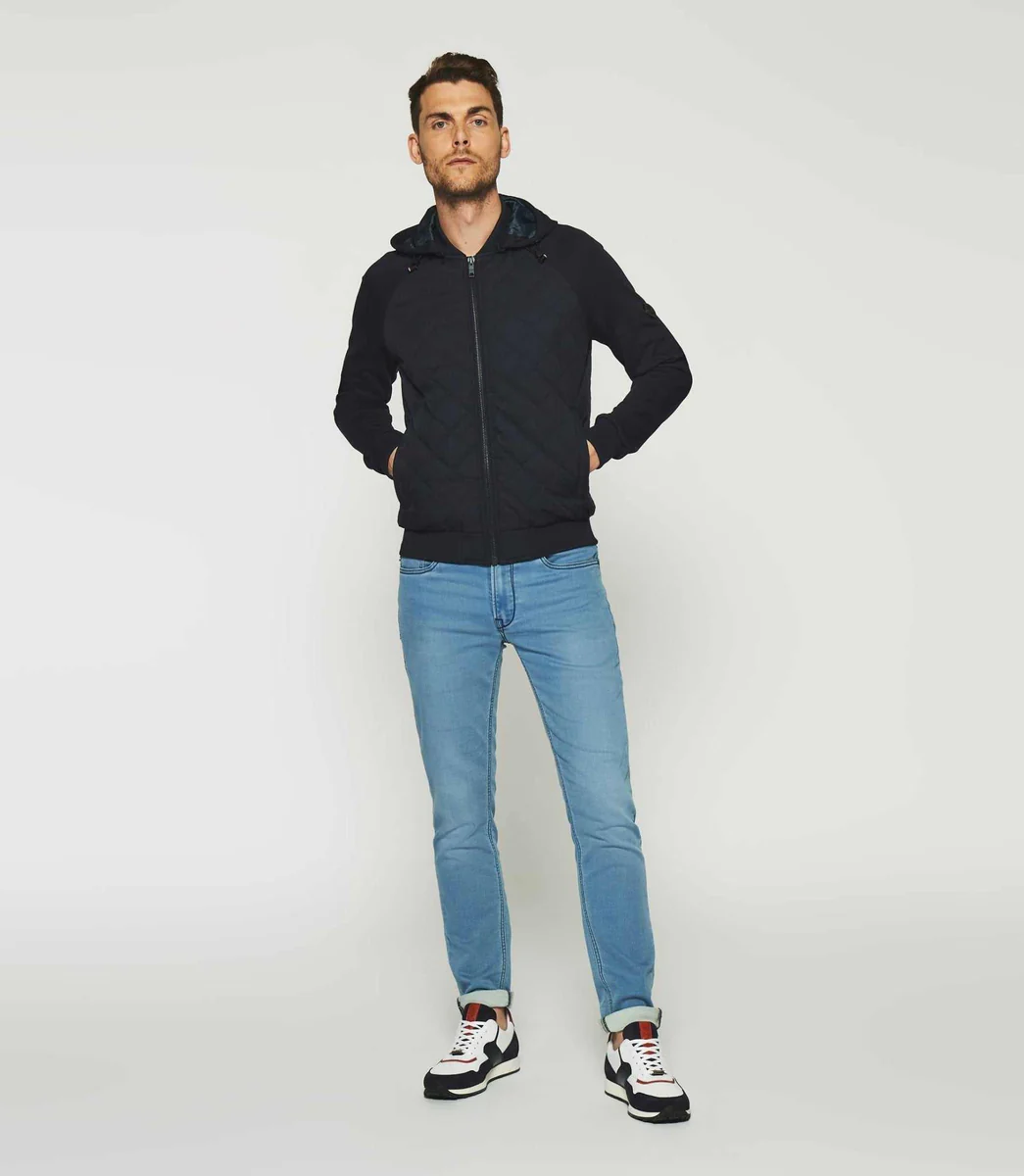 Gilet zippé à capuche en molleton marine SWDAVE
