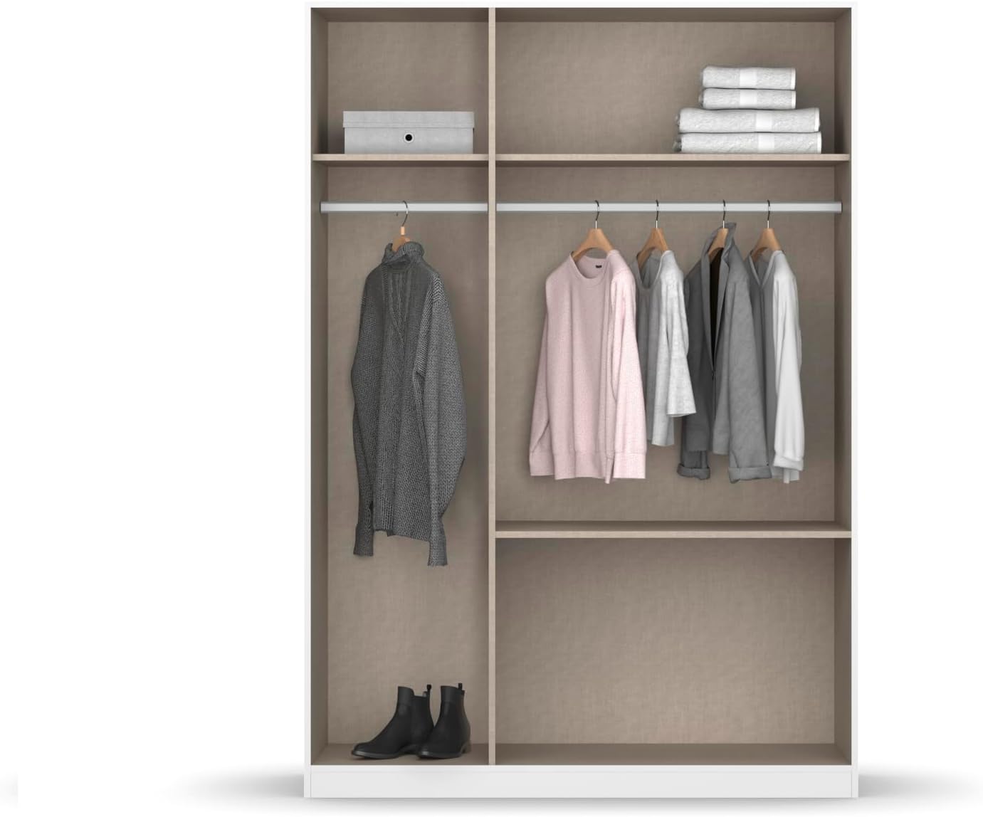 Rauch Möbel Costa, Kleiderschrank für Schlafzimmer, Kinderzimmer, Babyzimmer, Flur, 3-türig, 2 Schubladen, Push-to-Open, Farbe Eiche Artisan, Holz, Griffprofil Grau metallic, Breite 136 cm