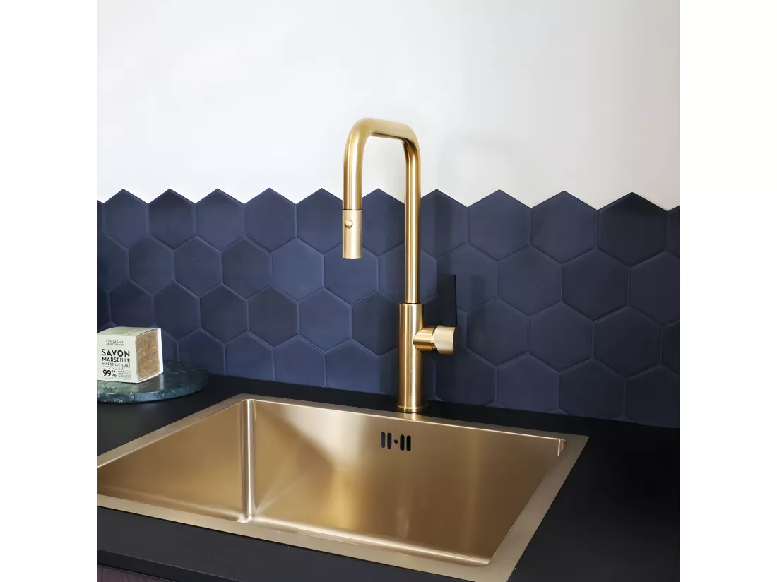 Luisa évier 1 cuve seule 55x45 en inox or brossé - Essebagno