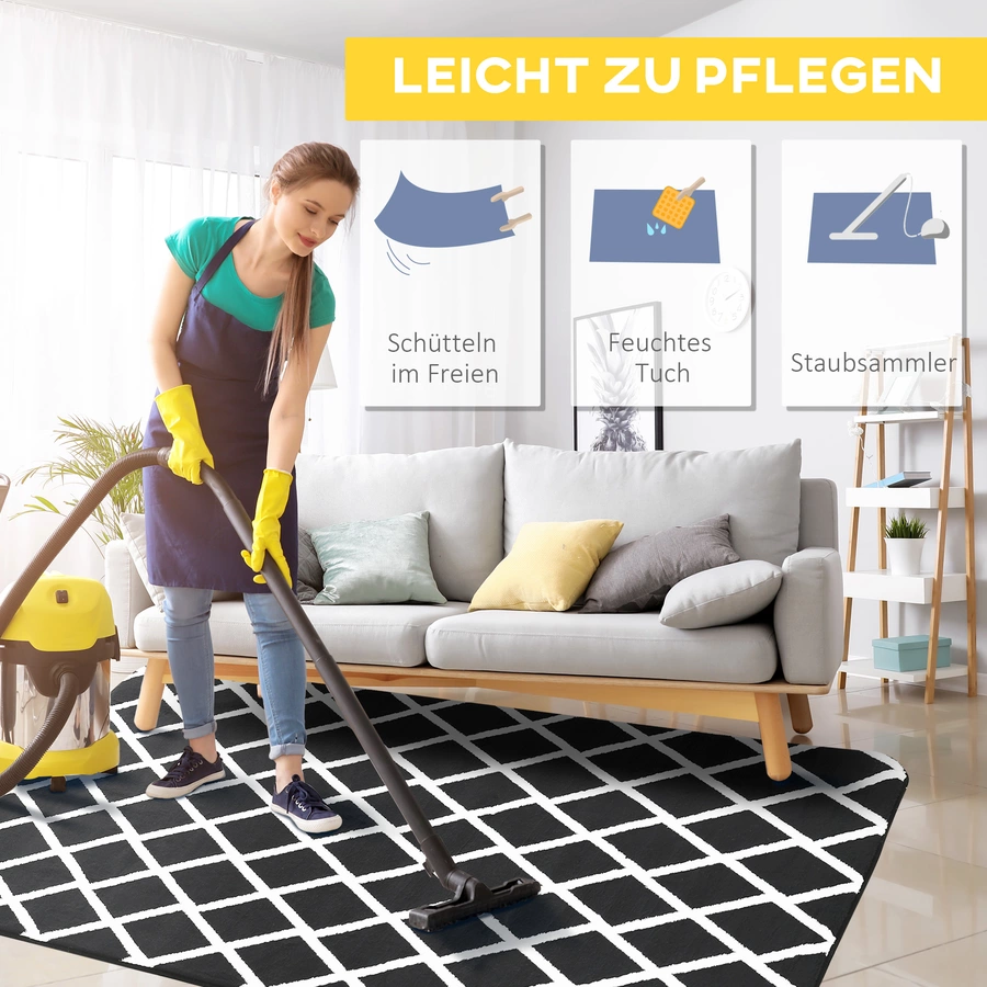 HOMCOM Teppich mit Gleitsicherheit schwarz