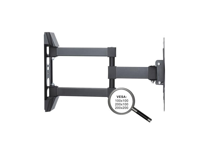 PureMounts Wandhalterung PM-FM12-200 Schwarz Dreh- und neigbare TV-Wandhalterung