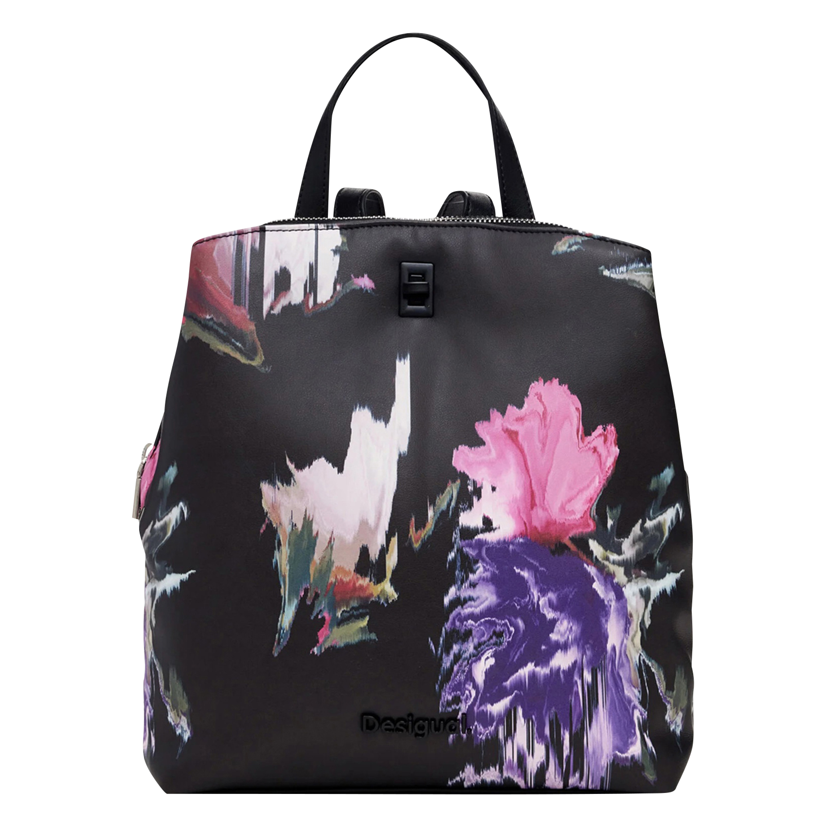 Mini sac à dos effet cuir imprimé| Noir