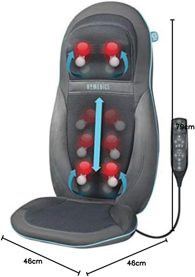 HoMedics Siège de Massage pour Le Dos et Epaules, 79 cm x 46 cm, Gris