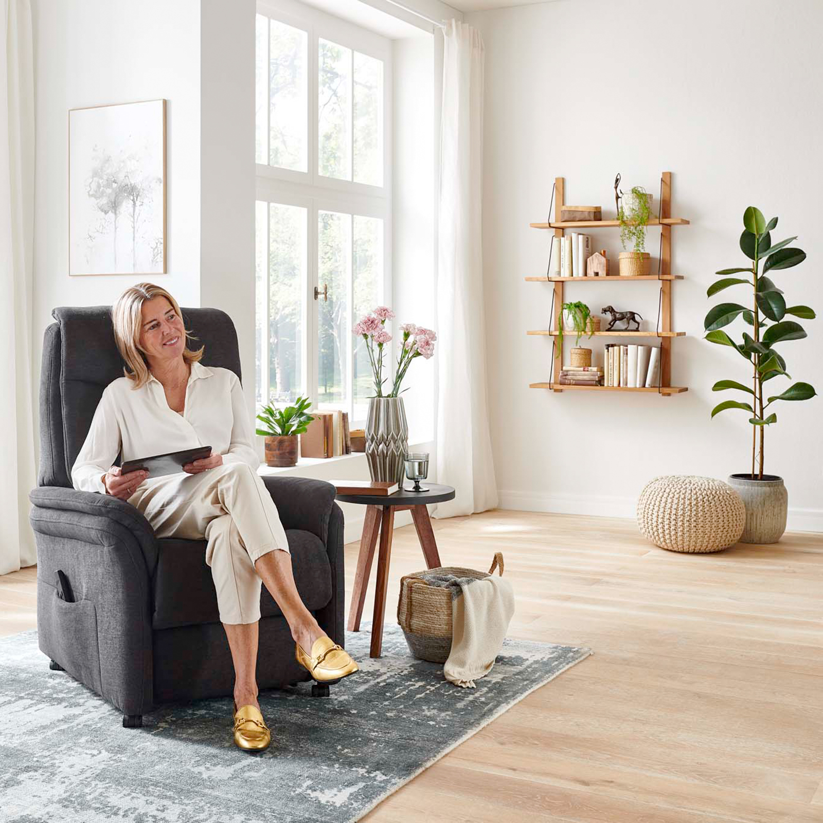 Relaxsessel - anthrazit - mit E-Motor - large