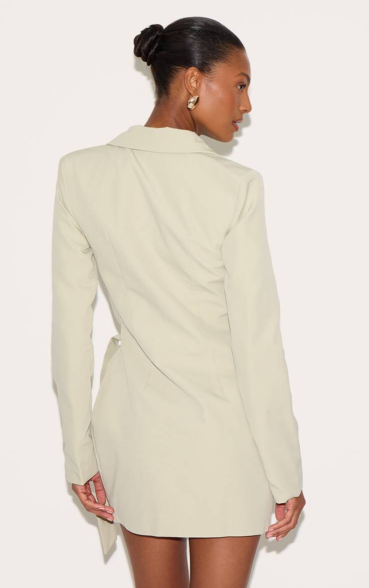 Vert Sauge Robe Blazer Plongeante À Liens Latéraux