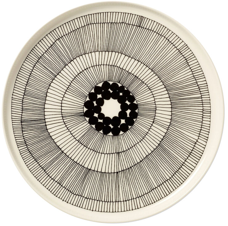 Marimekko Siirtolapuutarha tallerken 25 cm. Hvid, sort