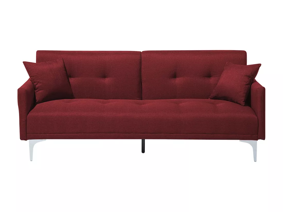 Canapé convertible 3 places en tissu rouge LUCAN