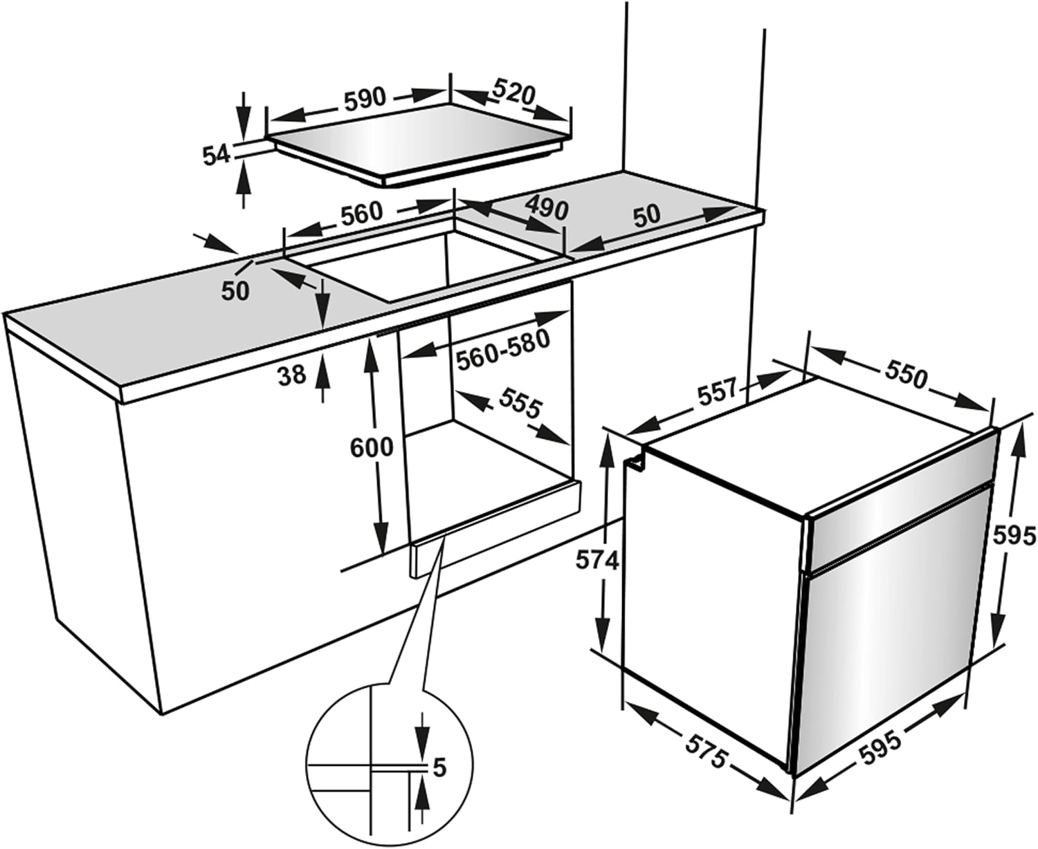 Telefunken Einbauherd-Set | Elektro-Herd-Kochfeld-Kombination | Mit Induktionskochfeld (4 Zonen) | Backofen mit Ober-Unterhitze und Umluft | Teleskopauszug | 78 Liter | 60 cm | Herdset B-HS-75-I-I