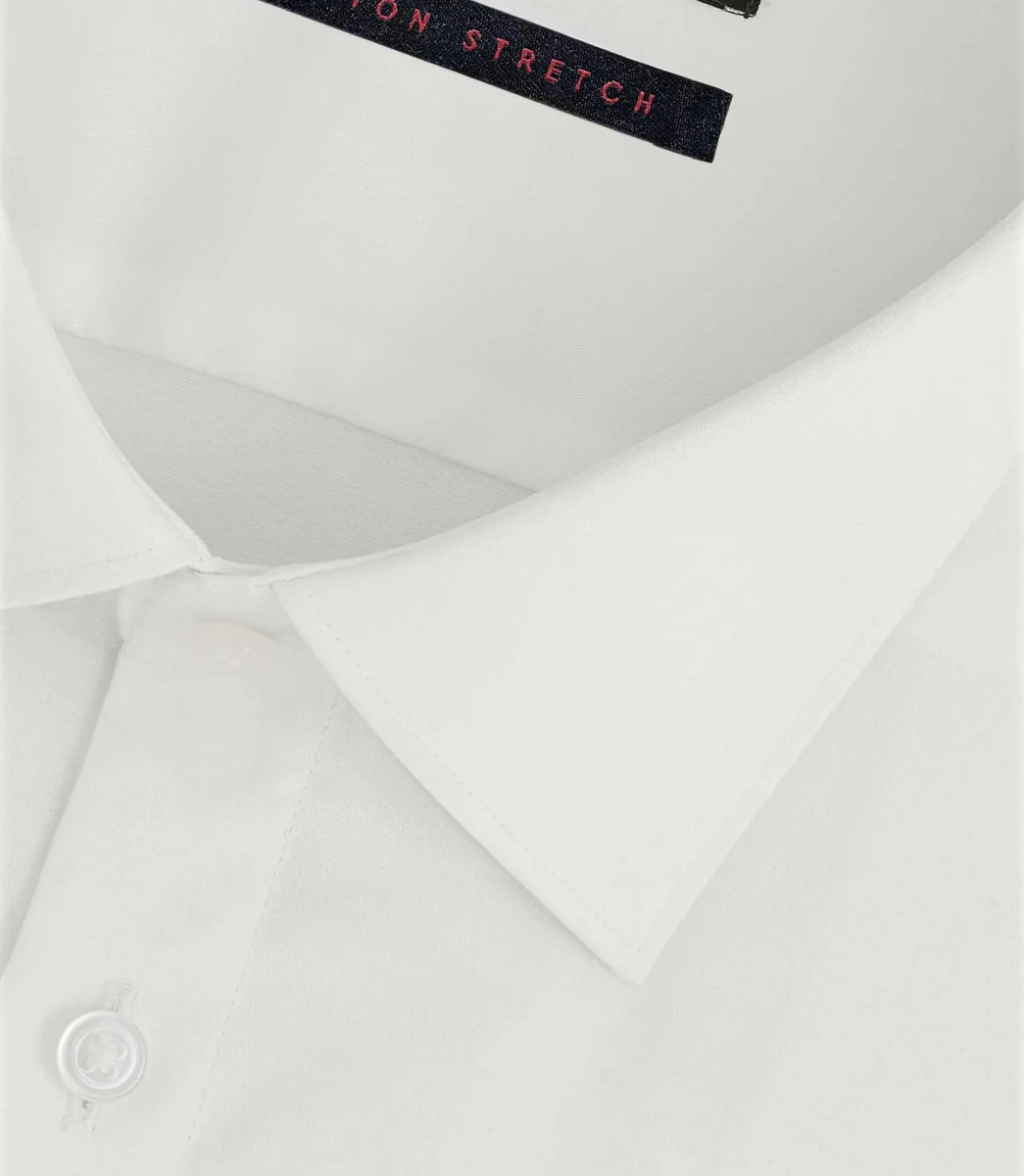 Chemise regular en satin stretch écru SASTRETCHBASIC