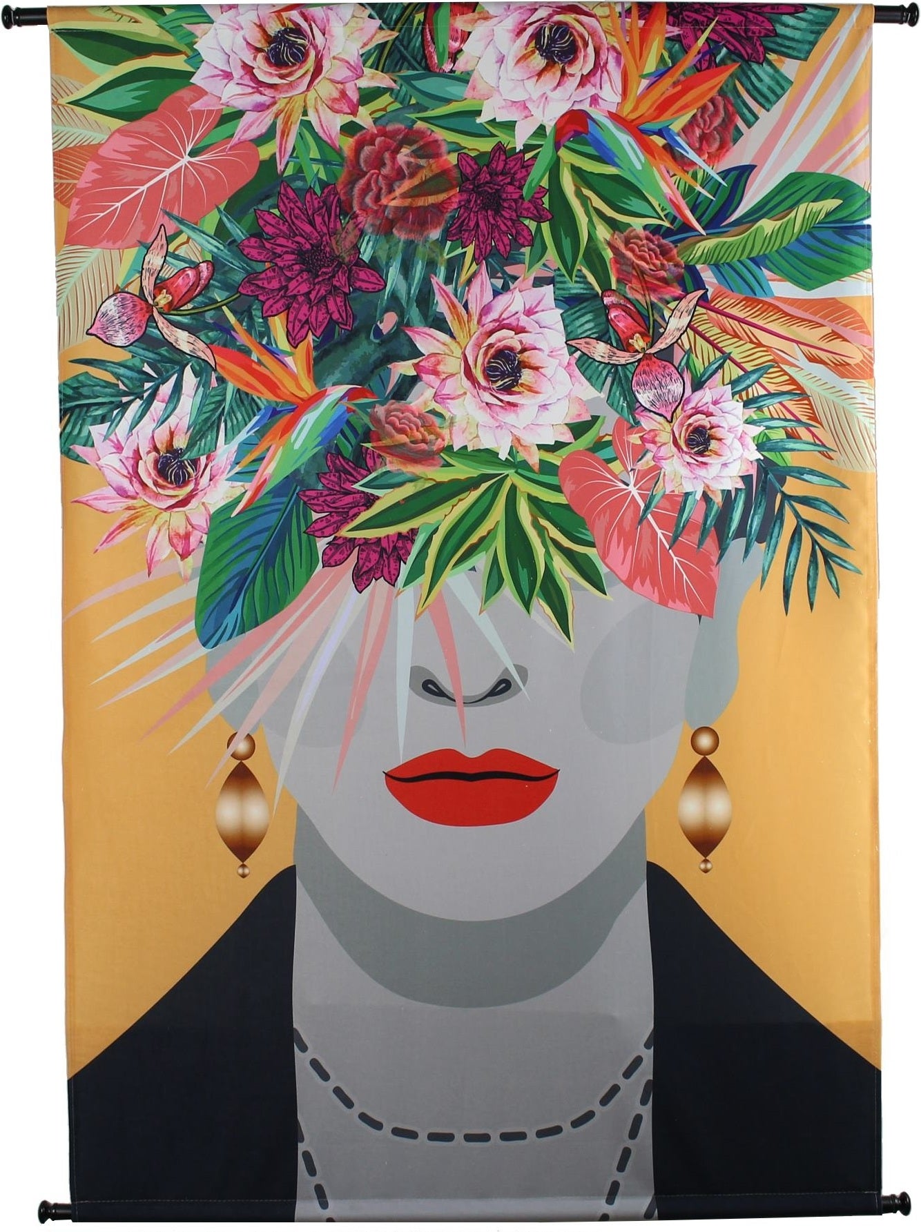 HD Collection wandkleed Face Flowers multi 105 x 136 cm
